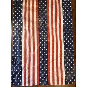 Vintage‎ Patriotic July 4th Tablecloth Vinyl Flannel Back 88”x50” Oblong